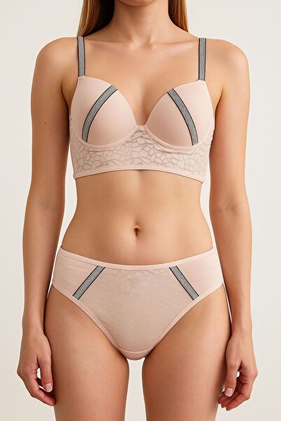 Venüs Destekli Push Up Sütyen Takımı Pudra