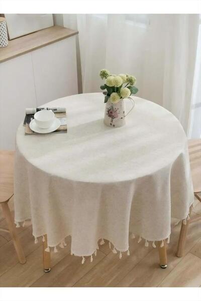 Generic Tassel Cotton And Linen Tablecloth For Restaurant Catering Party And Kitchen 120cm