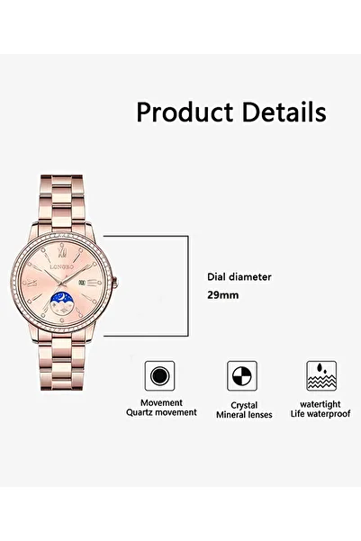 Youtrico Labaoli Luxurious rose gold watch,Round,diamond-set indexes