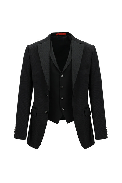 Kiğılı Mono Collar Slim Fit Tuxedo with Vest - Groom Suit