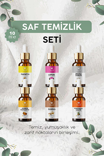 Villov 6'lı Saf Temizlik Seti Esansiyel Uçucu Yağı Buhurdanlık Yağı Aromatere...