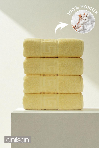 Anılsan 4-пакет жовтих грецьких рушників - 50x90 см, 225 г, 100% бавовна, рушники для спа та готелів, для щоденного використання