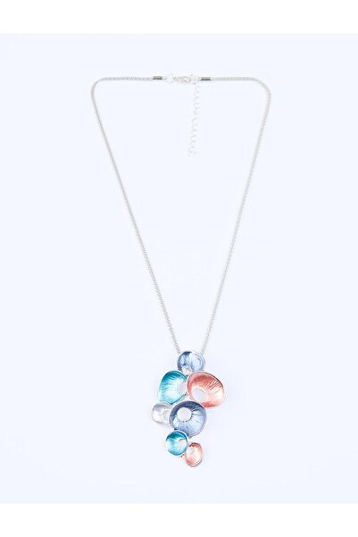 Jimmy Key Light Blue Enamel Detailed Multi-Seashell Figured Necklace