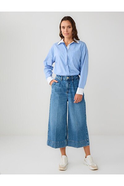 Jimmy Key Açık Mavi Çizgi Desenli Uzun Kollu Dokuma Gömlek