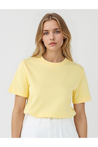 Jimmy Key Yellow 100% Cotton Crew Neck Short Sleeve Knitted T-Shirt