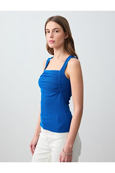 Jimmy Key Saks Square Neck Sleeveless Knitted Blouse