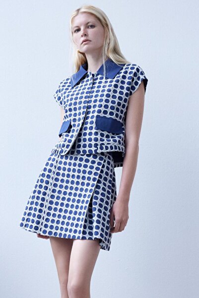 By Mare Style Retro Dot Patterned Crop Jacket