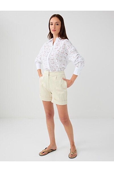 Jimmy Key Bej Normal Bel Bol Paça Dokuma Şort