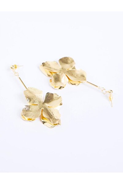 Jimmy Key Altın Rengi Parlak Yonca Figürlü Küpe