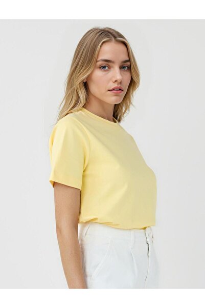 Jimmy Key Yellow 100% Cotton Crew Neck Short Sleeve Knitted T-Shirt