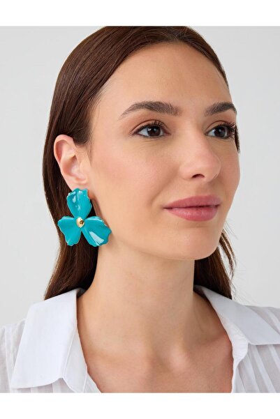 Jimmy Key Yeşil Çiçek Figürlü Parlak Zarif Küpe