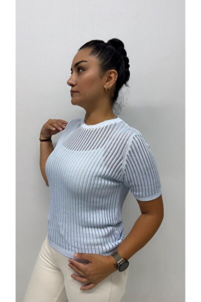 QYA Clothing Bluză JM confortabilă, cu mânecă scurtă, din fire rece