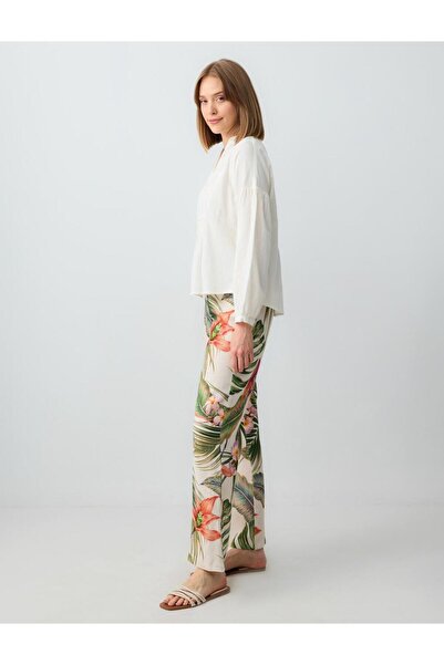 Jimmy Key Ekru Loose Keten Pantolon