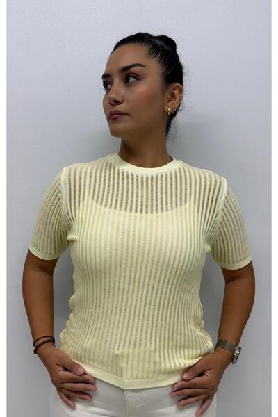 QYA Clothing Bluză JM confortabilă, cu mânecă scurtă, din fire rece