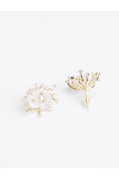 Jimmy Key Beyaz İnci Detaylı Metal Toplu Küpe