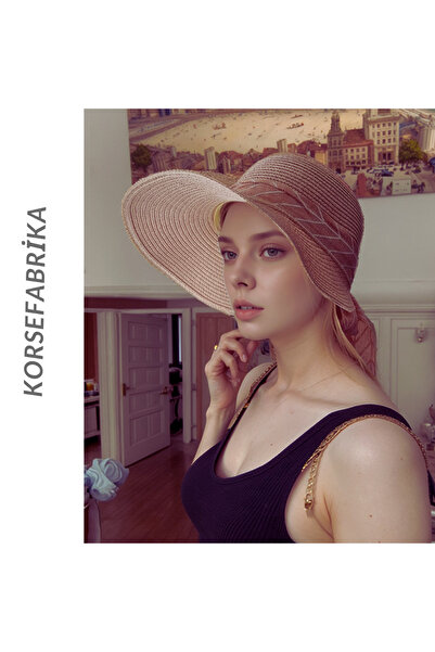korsefabrika trend mood store Geniş Kenarlı Güneş Vizörlü Şık ve Fonksiyonel Hasır Plaj ve Günlük Şapka