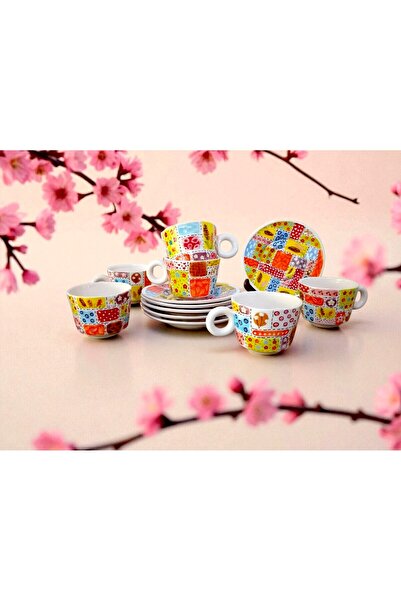 NK El Yapımı Desen Çizimli İki Kişilik Fincan Takımı