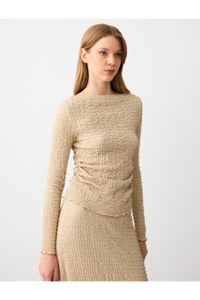 Jimmy Key Slim Fit Boat Neck Patterned Knitted Blouse