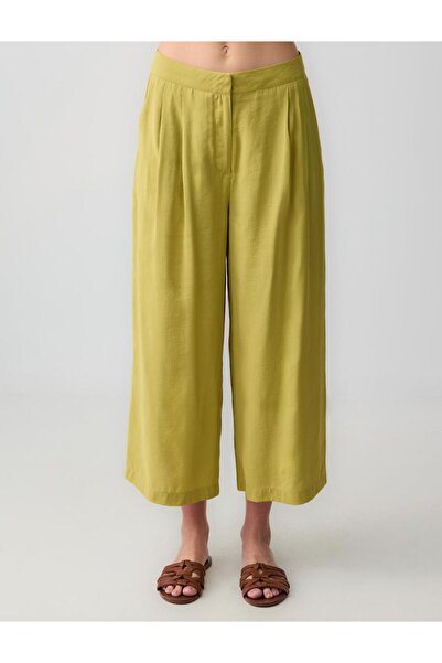 Jimmy Key Зелені зручні штани з високою талією, широкими штанинами та коротким кроєм