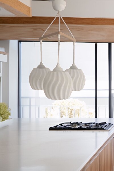 Dropcek eticaret Modern Sarkıt Üçlü Bohem Avize ( 23x27 cm ) Bubble Serisi Salon Mutfak Oturma Odası Cafe Bar