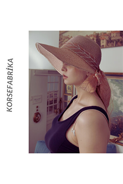 korsefabrika trend mood store Geniş Kenarlı Güneş Vizörlü Şık ve Fonksiyonel Hasır Plaj ve Günlük Şapka