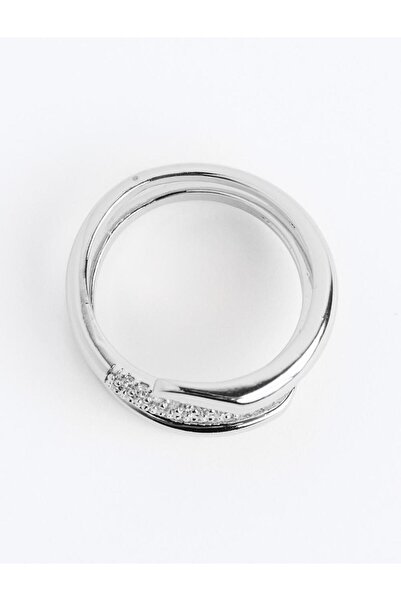 Jimmy Key Gümüş Rengi Parlak Taşlı Ayarlanabilir Yüzük