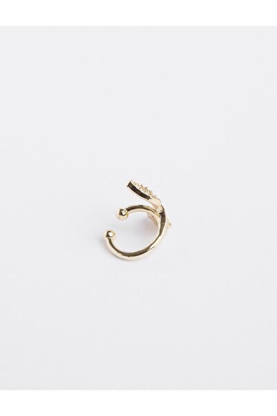 Jimmy Key Altın Rengi Yaprak Figürlü Eklem Küpesi