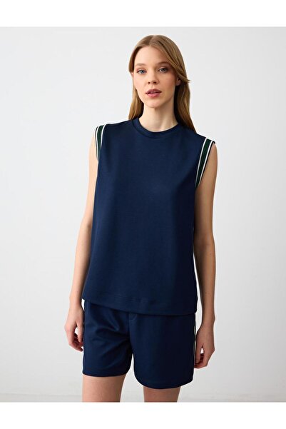 Jimmy Key Синій велосипедний комір без рукавів в'язаний модальний футболка