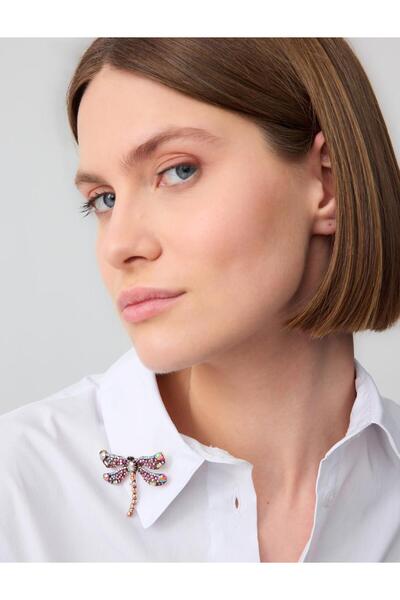 Jimmy Key Karışık Yusufçuk Figürlü Parlak Taş Detaylı Broş