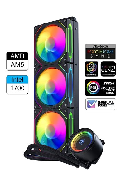 GAMETECH Hydra Siyah Ahd360mm Isı Dereceli Amd/intel Aynalı Fan Argb Sıvı Soğutma