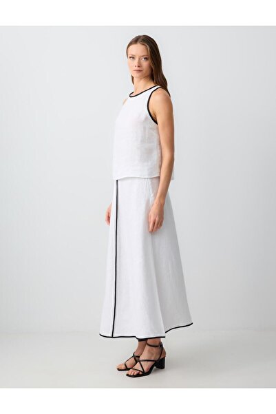 Jimmy Key Біла 100% льняна тканина, зручний крій, середня довжина, прямий крій