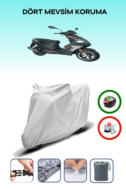 Breen King Motor YB-100T-22 مشمع دراجة نارية رمادي - حقيبة خلفية وقفل متوافق،...