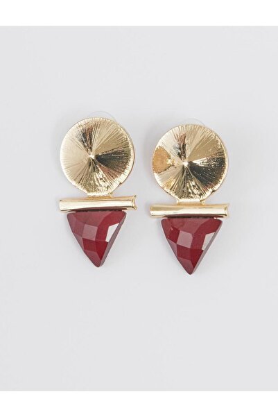 Jimmy Key Kırmızı Geometrik Figürlü Parlak Modern Küpe