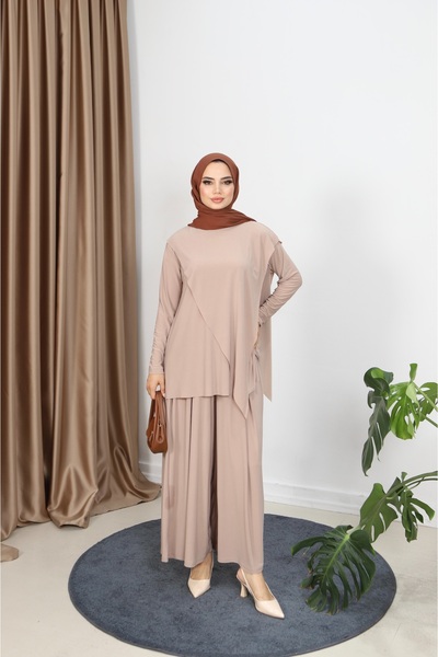 NİSUM MODA Sandy Suit with Cross Pants