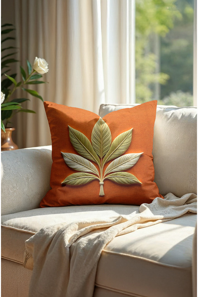 CANİLA Narancssárga levél mintás párnahuzat, digitális nyomtatott puha párnahuzat. 2 db-os készlet