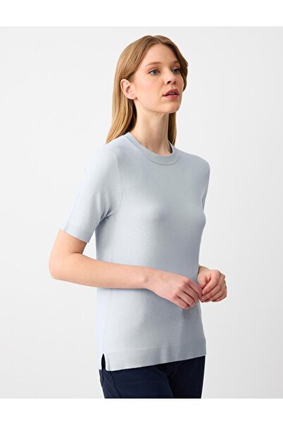 Jimmy Key Bebek Mavisi Bisiklet Yaka Düz Kesim Kısa Kollu Triko Kazak