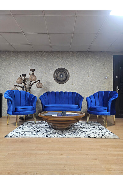 ZAFİR İstiridye Takım Gold Kaplama Telli Ayak Çay Seti Koltuk Takımı