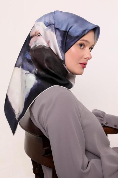 Levidor Twill Silk Scarf Ld1060-01 Tie-Dye Pattern Blue-01