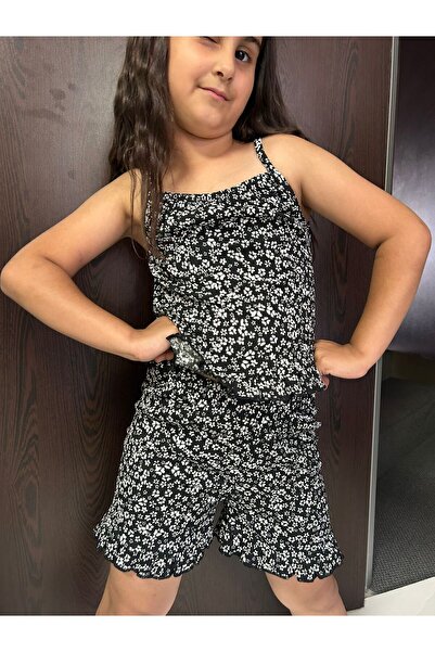 Markasız ucuz Girl's Floral Knitted Bottom Top Set