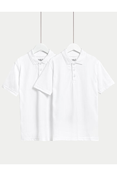Marks & Spencer Saf Pamuklu 2'li Polo Yaka T-Shirt (2-16 Yaş)