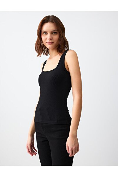 Jimmy Key Black slim fit u-neck knitted undershirt