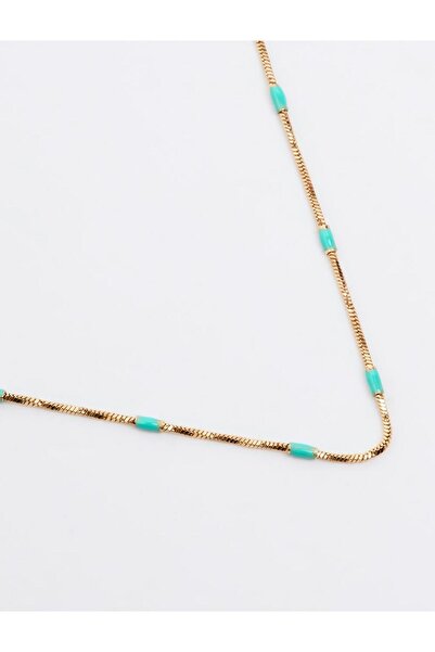 Jimmy Key Mavi İnce Taş Detaylı Ayarlanabilir Kolye