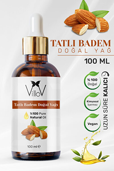Villov Tatlı Badem Uçucu Yağı Soğuk Sıkım %100 Saf ve Doğal Bitkisel Sweet Almond Essential Oil 100ml