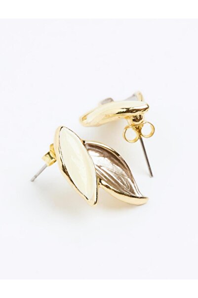 Jimmy Key Beyaz İkili Yaprak Desenli Küpe