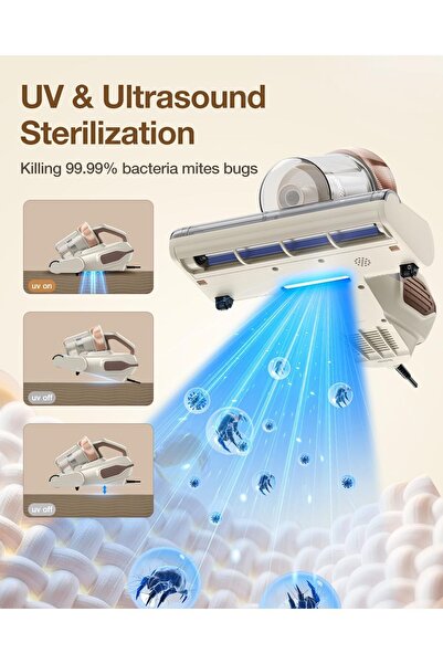 Jimmy Mattress Vacuum Cleaner, Bed Vacuum with UV & Ultrasound, High Heating, Smart Dust Sensor, 15K