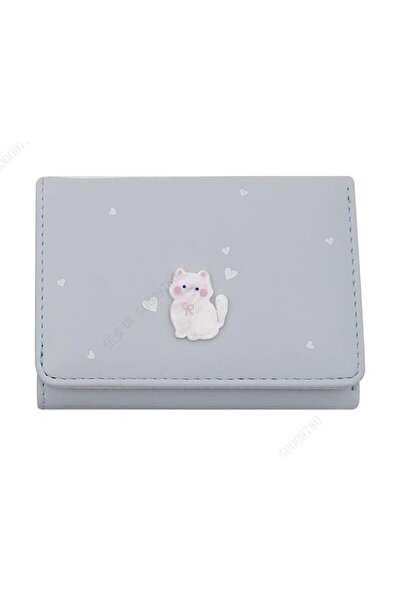Miniso Sevimli Kedi Serisi Üç Katlı Kadın Cüzdanı (Mavi)