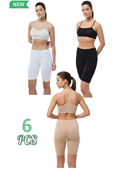 Onurel Pack of 6 Women's Black(2) Skin(2) White(2) Knee Modal Leggings