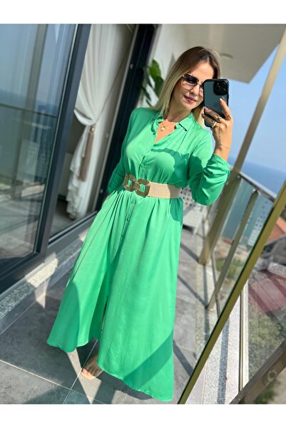 DISHI FASHİON Uzun Gömlek Elbise KEMERSİZ