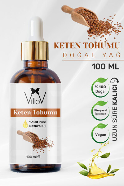 Villov Keten Tohumu Uçucu Yağı Soğuk Sıkım %100 Saf ve Doğal Bitkisel Flaxsee...