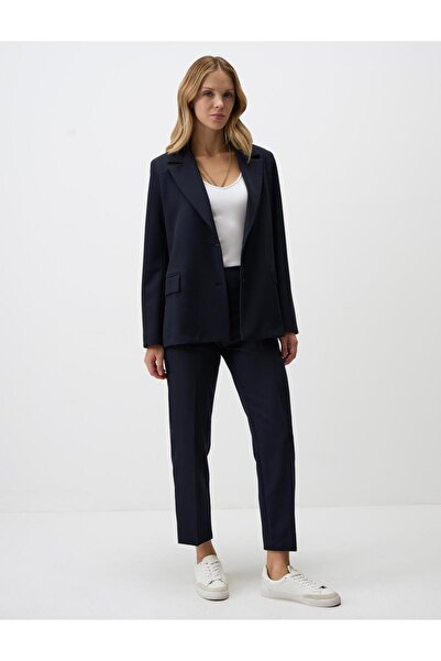 Jimmy Key Тъмносиньо сако с права кройка и дълъг ръкав